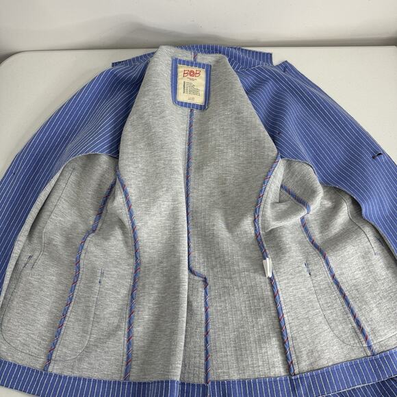 BOB Blazer Jacket Mens IT 50 Blue Striped Knit Sport Coat Made in Italy Preppy - Picture 14 of 14